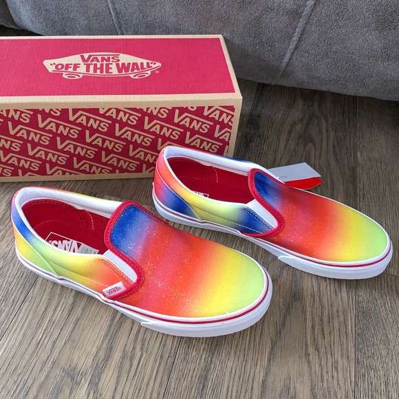 Vans Shoes - Vans rainbow glitter slip on shoes sneakers